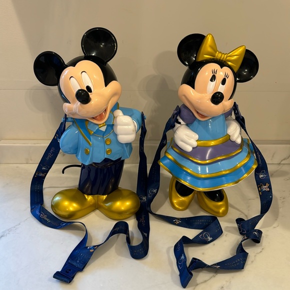 Disney World 50th Anniversary Mickey Mouse Popcorn Bucket Minnie Sipper Set - Picture 1 of 17